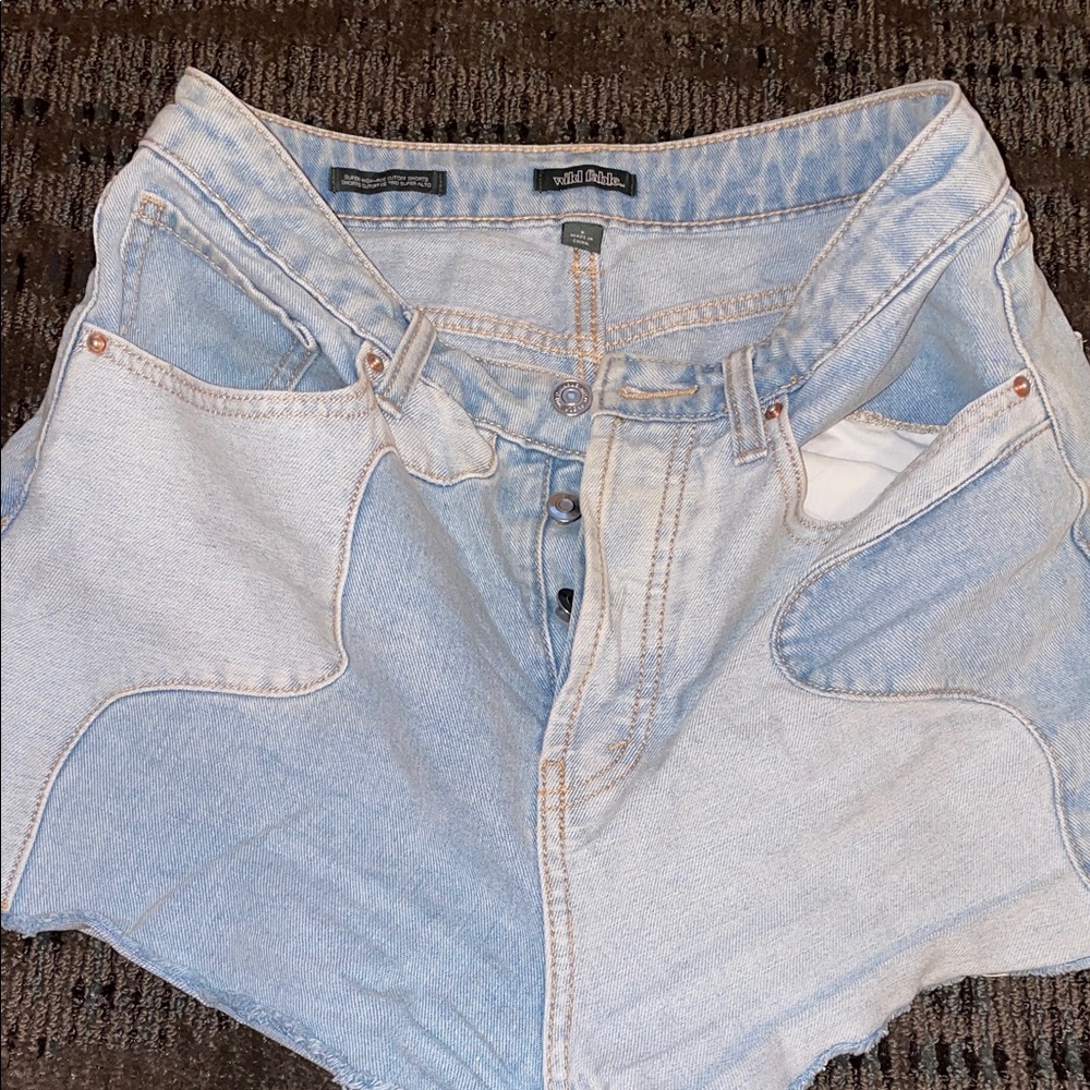 Light Blue Denim Squiggly Shorts